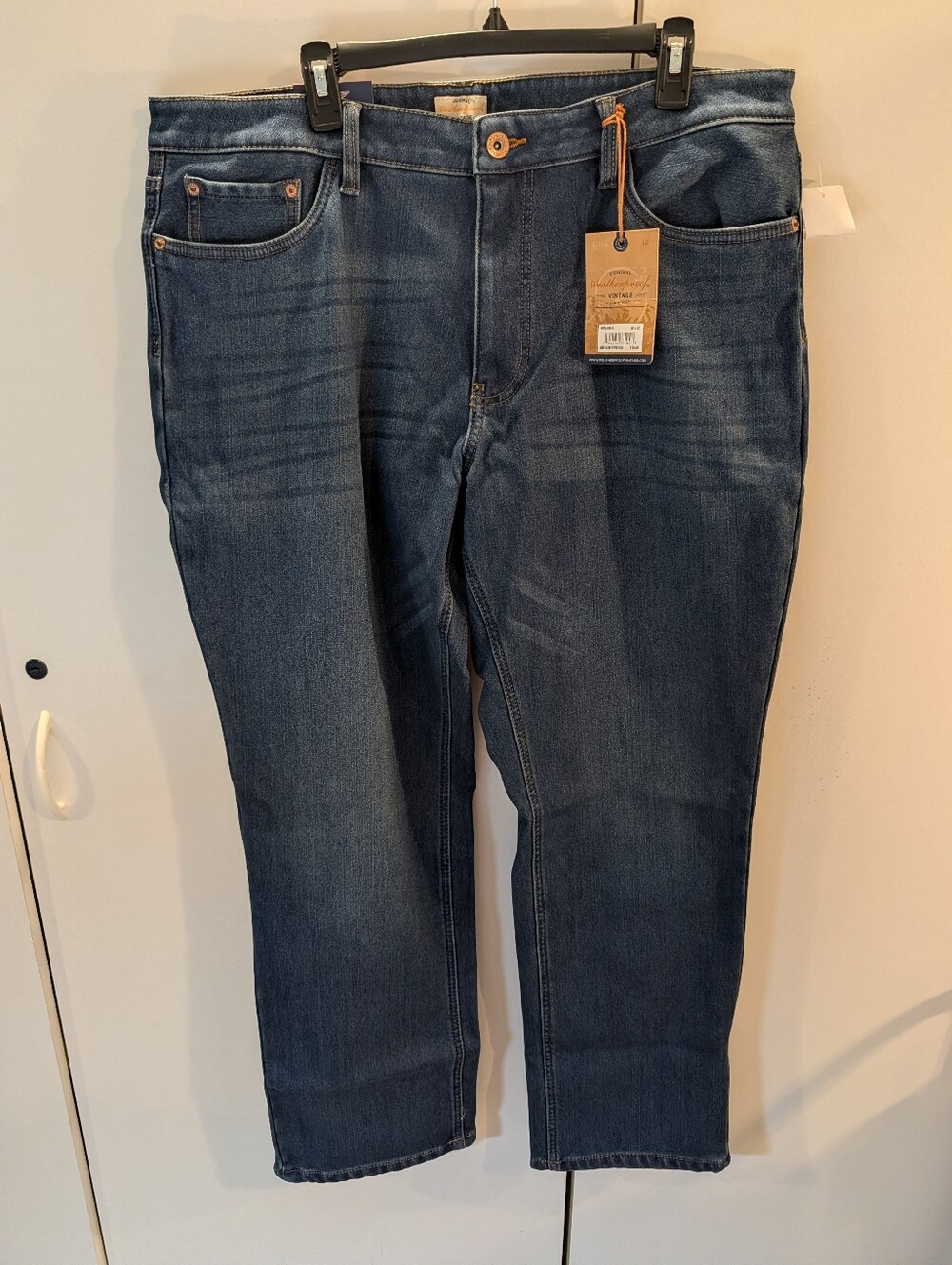 Weatherproof Men's Size 38/32 The Hunter Dark Blue Lined Denim Regular Jeans NWT